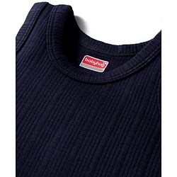 Babyhug Knit Full Sleeves Solid Color Pullover Thermal Inner Wear Set - Navy Blue