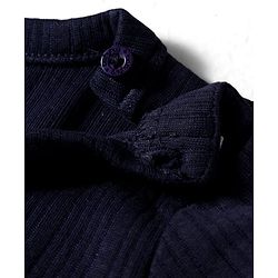 Babyhug Knit Full Sleeves Solid Color Pullover Thermal Inner Wear Set - Navy Blue