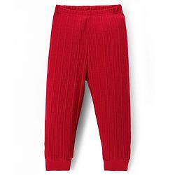 Babyhug Knit Full Length Solid Colour Thermal Inner Wear Leggings Pack Of 2 - Red & Navy Blue