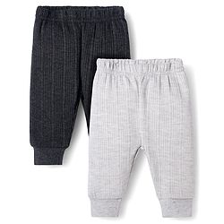 Babyhug Knit Full Length Solid Color Thermal Inner Wear Legging Pack of 2 - Dark Grey & Light Grey