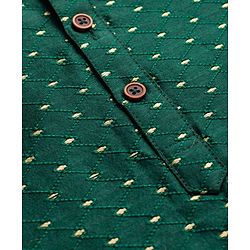 Babyhug Cotton Woven Full Sleeves Foil Print Kurta & Pyjama Set - Dark Green