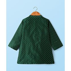 Babyhug Cotton Woven Full Sleeves Foil Print Kurta & Pyjama Set - Dark Green