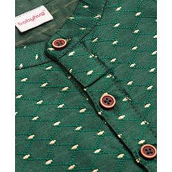 Babyhug Cotton Woven Full Sleeves Foil Print Kurta & Pyjama Set - Dark Green