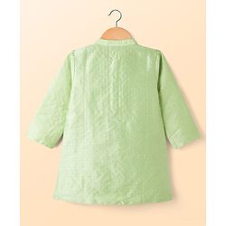 Babyhug Cotton Woven Full Sleeves Embroidered Kurta Pajama Set - Light Green