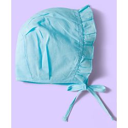 Babyhug 100% Cotton Cambric Woven Cap With Floral Print White Light Blue & Pink Pack Of 3 - Diameter 16.5 cm