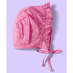 Babyhug 100% Cotton Cambric Woven Cap With Floral Print White Light Blue & Pink Pack Of 3 - Diameter 16.5 cm