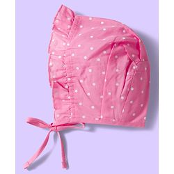 Babyhug 100% Cotton Cambric Woven Cap With Floral Print White Light Blue & Pink Pack Of 3 - Diameter 16.5 cm