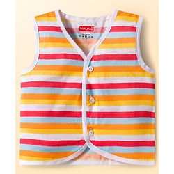 Babyhug 100% Cotton Woven Sleeveless Front Open Jhabla with Stripe & Car Print Pack of 3 - Multicolor
