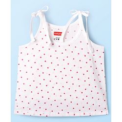Babyhug 100% Cotton Woven Sleeveless Shoulder Tie Knot Jhabla with Polka Dots & Heart Print Pack of 3 - White Pink & Yellow