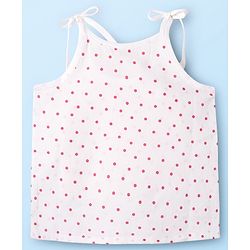 Babyhug 100% Cotton Woven Sleeveless Shoulder Tie Knot Jhabla with Polka Dots & Heart Print Pack of 3 - White Pink & Yellow