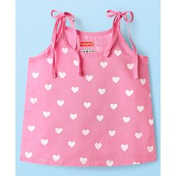 Babyhug 100% Cotton Woven Sleeveless Shoulder Tie Knot Jhabla with Polka Dots & Heart Print Pack of 3 - White Pink & Yellow