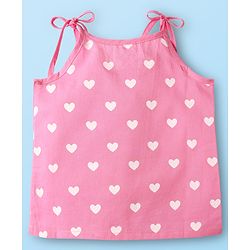Babyhug 100% Cotton Woven Sleeveless Shoulder Tie Knot Jhabla with Polka Dots & Heart Print Pack of 3 - White Pink & Yellow