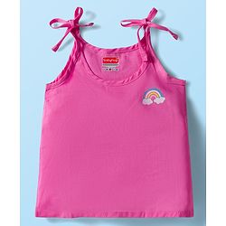 Babyhug 100% Cotton Cambric Woven Sleevesless Shoulder Tie Knot Jhabla with Hearts & Floral Print Pack of 3 - Pink Yellow & White