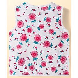 Babyhug 100% Cotton Cambric Woven Sleeveless Front Open Jhablas with Polka Dot & Floral Print Pack of 3 - White Pink & Light Blue