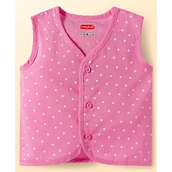 Babyhug 100% Cotton Cambric Woven Sleeveless Front Open Jhablas with Polka Dot & Floral Print Pack of 3 - White Pink & Light Blue