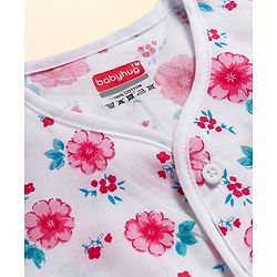 Babyhug 100% Cotton Cambric Woven Sleeveless Front Open Jhablas with Polka Dot & Floral Print Pack of 3 - White Pink & Light Blue