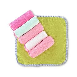 Babyhug Cotton Terry Knit Solid Color Wash Cloths Pack of 6 L 23.5 x B 23 cm - Multicolour