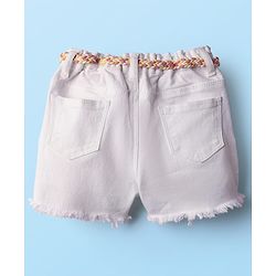 Babyhug Denim Solid Coloured Short With Stretch & Belt - White