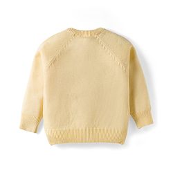 Babyhug Knitted Full Raglan Sleeves Front Open Sweater With Butterfly Design - Light Yellow