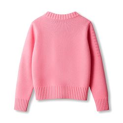 Babyhug Knit Full Sleeves Front Open Sweater with Tropical Theme Design - Baby Pink