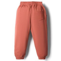 Babyhug French Terry Knit Full Length Lounge Pant With text Print - Brown