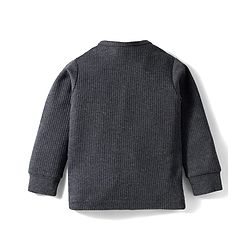 Babyhug Knit Full Sleeves Solid Front Open Thermal Set - Charcoal Grey