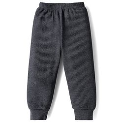 Babyhug Knit Full Sleeves Solid Front Open Thermal Set - Charcoal Grey