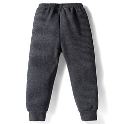 Babyhug Knit Full Sleeves Solid Front Open Thermal Set - Charcoal Grey
