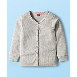Babyhug Knit Full Sleeves Solid Color Thermal Inner Wear Set - Light Grey