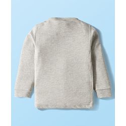 Babyhug Knit Full Sleeves Solid Color Thermal Inner Wear Set - Light Grey