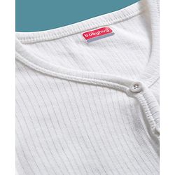 Babyhug Knit Front open Solid Coloured Thermal Set - OffWhite