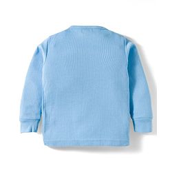 Babyhug Knit Full Sleeves Front Open Solid Thermal Set - Light Blue
