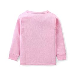 Babyhug Cotton Knit Full Sleeves Solid Color Thermal Vest & Pant Set - Pink