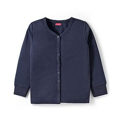 Babyhug Knit Full Sleeves Solid Color Thermal Inner Wear Set - Navy Blue