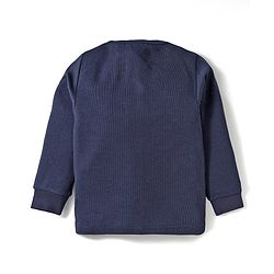 Babyhug Knit Full Sleeves Solid Color Thermal Inner Wear Set - Navy Blue
