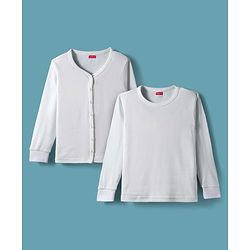 Babyhug Knit Solid Coloured Pullover & Front open Thermal   Vests Pack Of 2 - Offwhite
