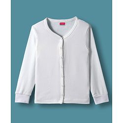Babyhug Knit Solid Coloured Pullover & Front open Thermal   Vests Pack Of 2 - Offwhite