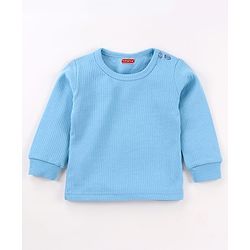 Babyhug Cotton Knit Full Sleeves Pullover & Front Open Solid Thermal Vests Pack of 2 - Light Blue
