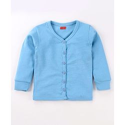 Babyhug Cotton Knit Full Sleeves Pullover & Front Open Solid Thermal Vests Pack of 2 - Light Blue