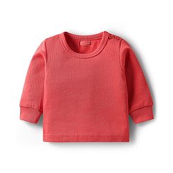 Babyhug Knit Full Sleeves Solid Pullover & Front Open Thermal Vest Pack of 2 - Coral