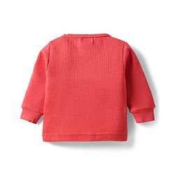 Babyhug Knit Full Sleeves Solid Pullover & Front Open Thermal Vest Pack of 2 - Coral