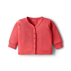 Babyhug Knit Full Sleeves Solid Pullover & Front Open Thermal Vest Pack of 2 - Coral