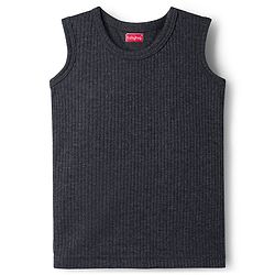 Babyhug Knit Full Sleeves Solid Thermal Set With Vest - Charcoal Grey