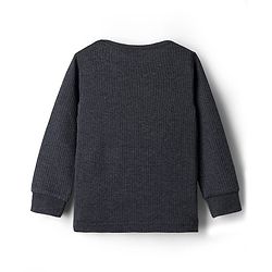 Babyhug Knit Full Sleeves Solid Thermal Set With Vest - Charcoal Grey
