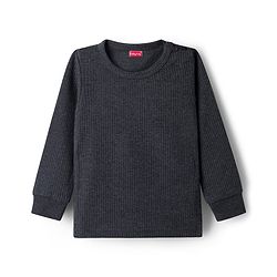 Babyhug Knit Full Sleeves Solid Thermal Set With Vest - Charcoal Grey