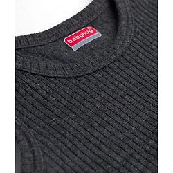 Babyhug Knit Full Sleeves Solid Thermal Set With Vest - Charcoal Grey