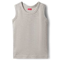 Babyhug Knit Full Sleeves Solid Color Pullover & Sleeveless Thermal Vest & Pant Set - Light Grey