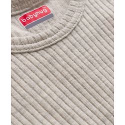 Babyhug Knit Full Sleeves Solid Color Pullover & Sleeveless Thermal Vest & Pant Set - Light Grey