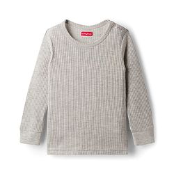 Babyhug Knit Full Sleeves Solid Color Pullover & Sleeveless Thermal Vest & Pant Set - Light Grey
