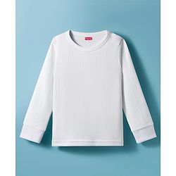Babyhug Knit Full Sleeves Solid Color Pullover & Sleeveless Thermal Vests & Pant Set - Offwhite